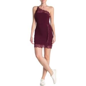 NEW Free People Premonitions Bodycon Mini Dress Size M Plum Purple Lace